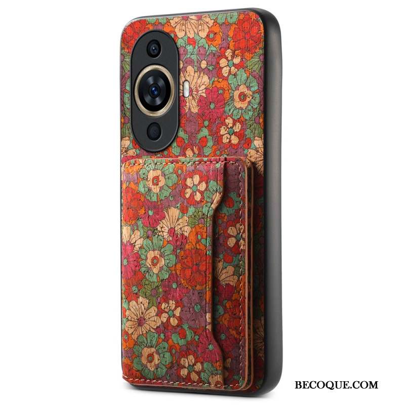 Coque Huawei Nova 12S Porte-Cartes Support Florale