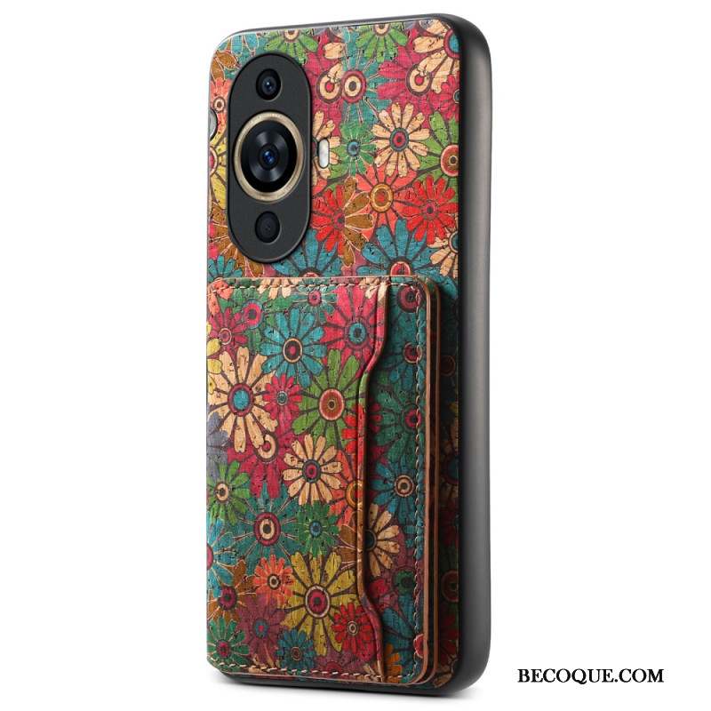 Coque Huawei Nova 12S Porte-Cartes Support Florale