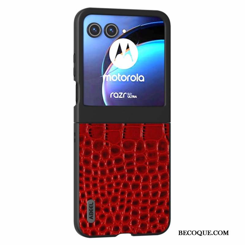 Coque Motorola Razr 50 5G Cuir Style Crocodile ABEEL