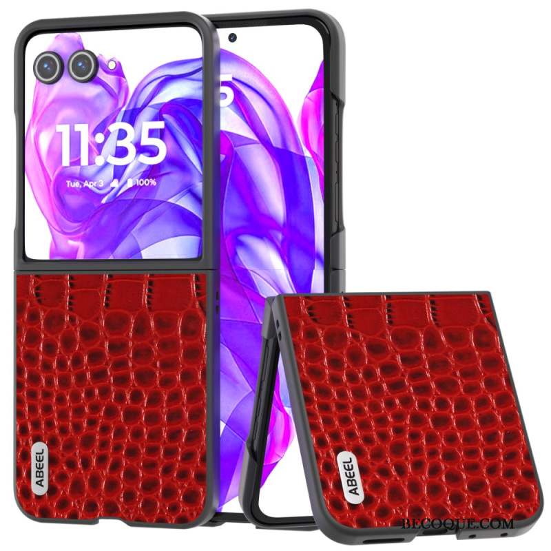 Coque Motorola Razr 50 Ultra 5G Cuir Texture Crocodile ABEEL