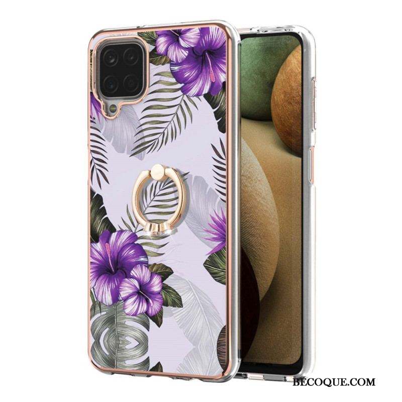 Coque Samsung Galaxy A12 / M12 Fleurs Anneau-Support