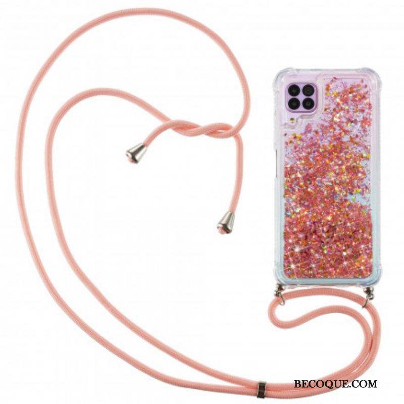 Coque Samsung Galaxy A12 / M12 Paillettes avec Cordon