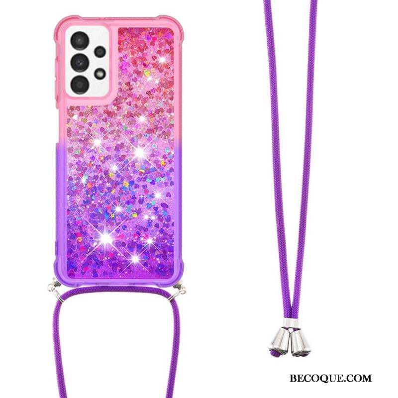 Coque Samsung Galaxy A13 à Cordon Silicone Paillettes