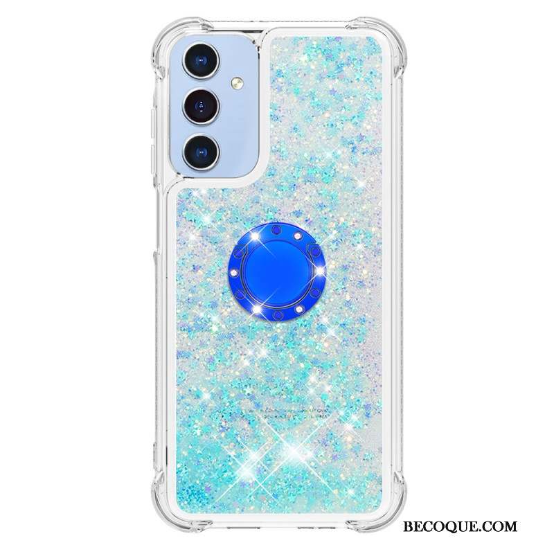 Coque Samsung Galaxy A15 5G Anneau-Support Paillettes Liquides