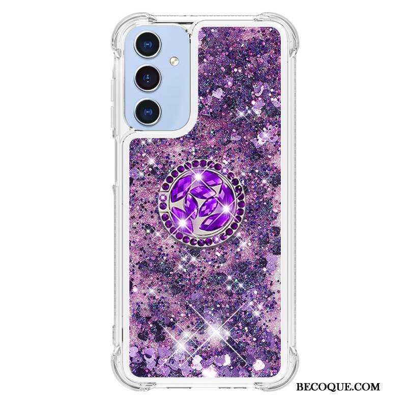 Coque Samsung Galaxy A15 5G Anneau-Support Paillettes Liquides