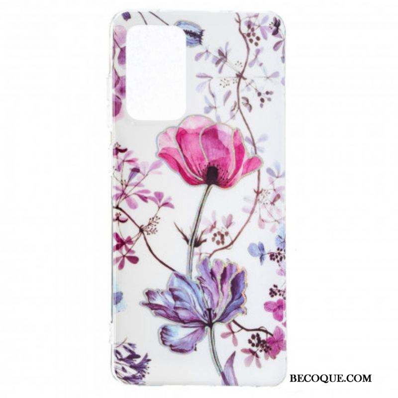 Coque Samsung Galaxy A52 4G / A52 5G / A52s 5G Marbrée Fleurs