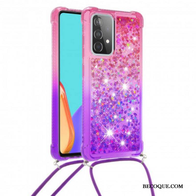 Coque Samsung Galaxy A52 4G / A52 5G / A52s 5G Silicone Paillettes et Cordon