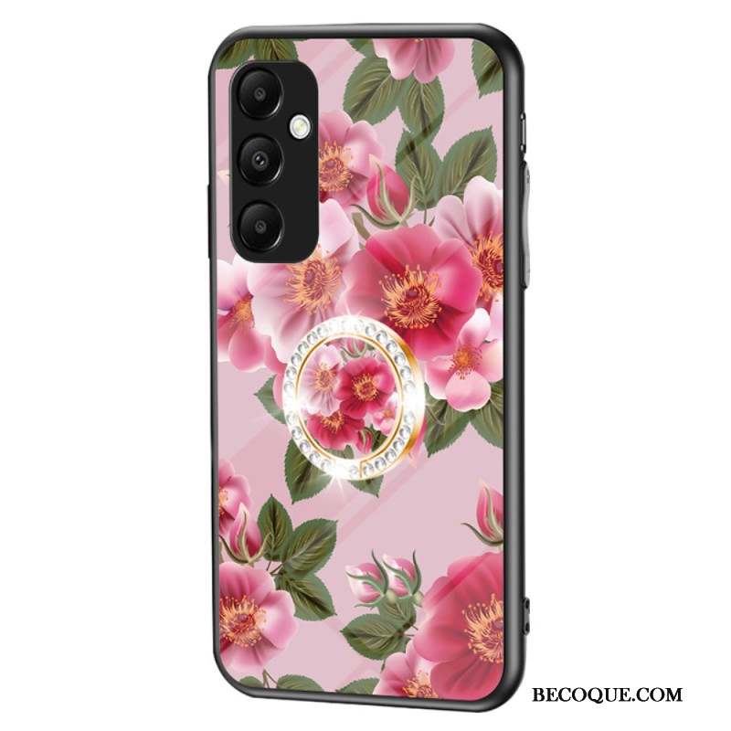 Coque Samsung Galaxy A55 5G Verre Trempé avec Support Motif Floral