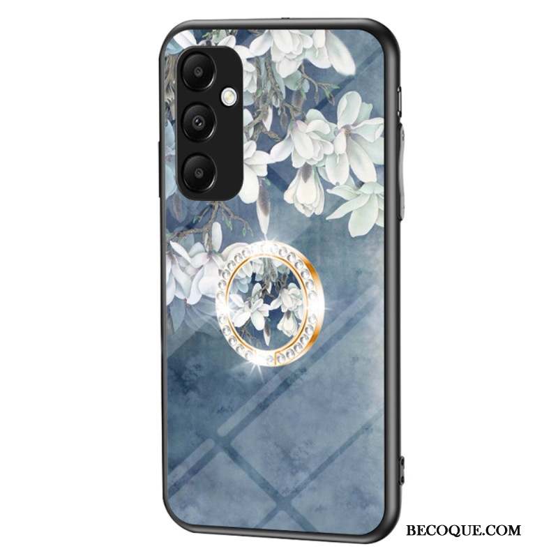 Coque Samsung Galaxy A55 5G Verre Trempé avec Support Motif Floral