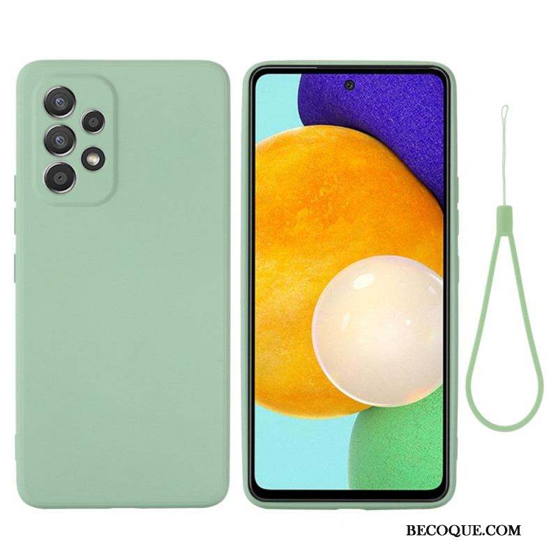 Coque Samsung Galaxy M53 5G Silicone Liquide avec Lanière