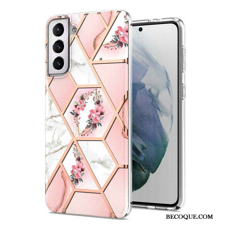 Coque Samsung Galaxy S21 FE Marbrée Florale