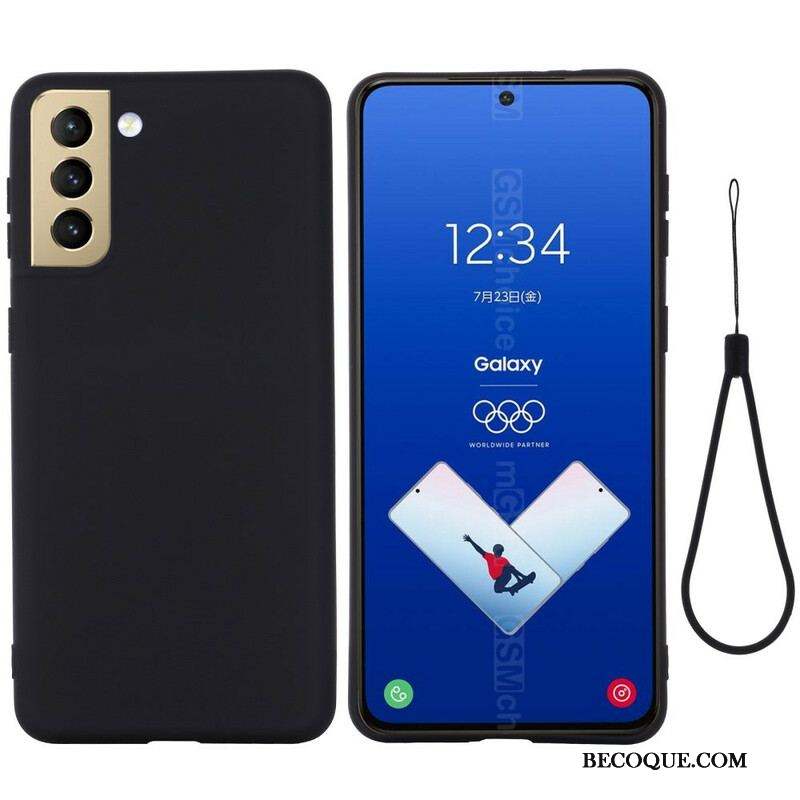 Coque Samsung Galaxy S21 FE Silicone Liquide avec Lanière