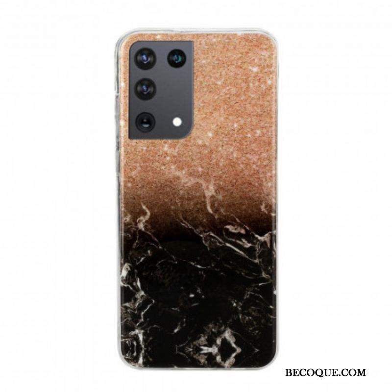 Coque Samsung Galaxy S21 Ultra 5G Marbre Paillettes Dégradés