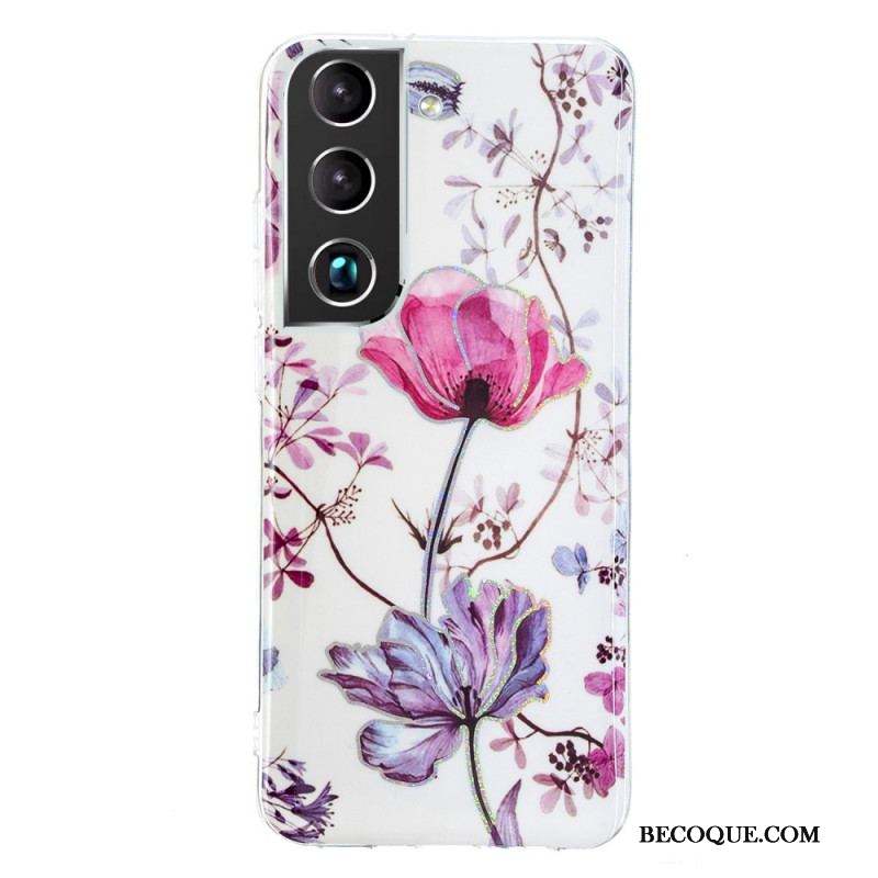 Coque Samsung Galaxy S22 5G Marbrée Fleurs