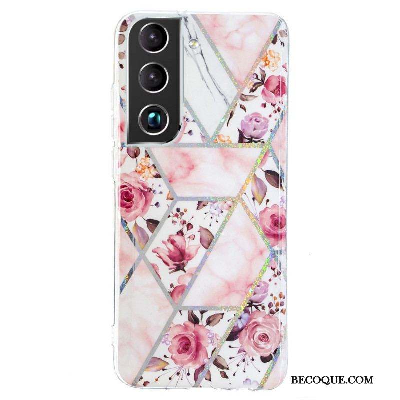 Coque Samsung Galaxy S22 5G Marbrée Fleurs