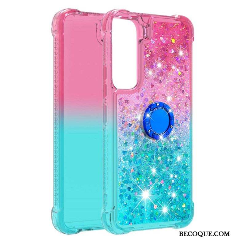 Coque Samsung Galaxy S22 5G Paillettes Anneau-Support