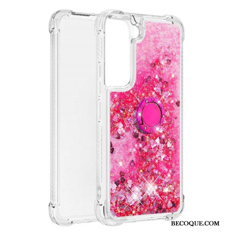 Coque Samsung Galaxy S22 5G Paillettes avec Anneau-Support