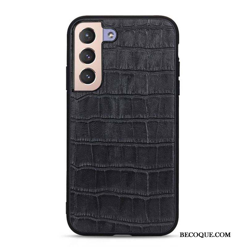 Coque Samsung Galaxy S22 5G Véritable Cuir Texture Crocodile