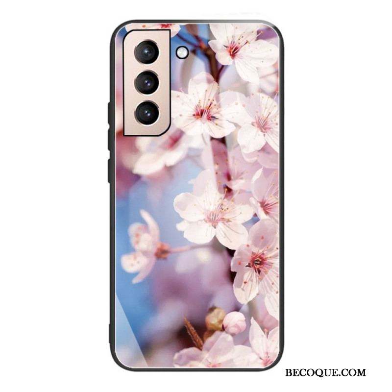 Coque Samsung Galaxy S22 Plus 5G Verre Trempé Fleurs Réalistes