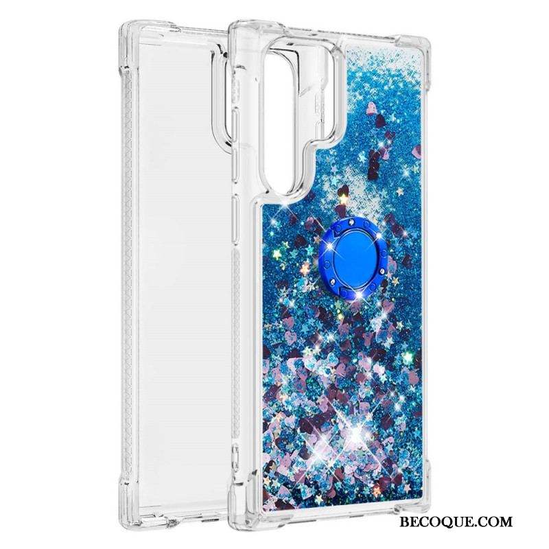 Coque Samsung Galaxy S22 Ultra 5G Paillettes Anneau-Support