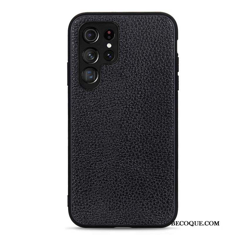 Coque Samsung Galaxy S22 Ultra 5G Véritable Cuir Litchi