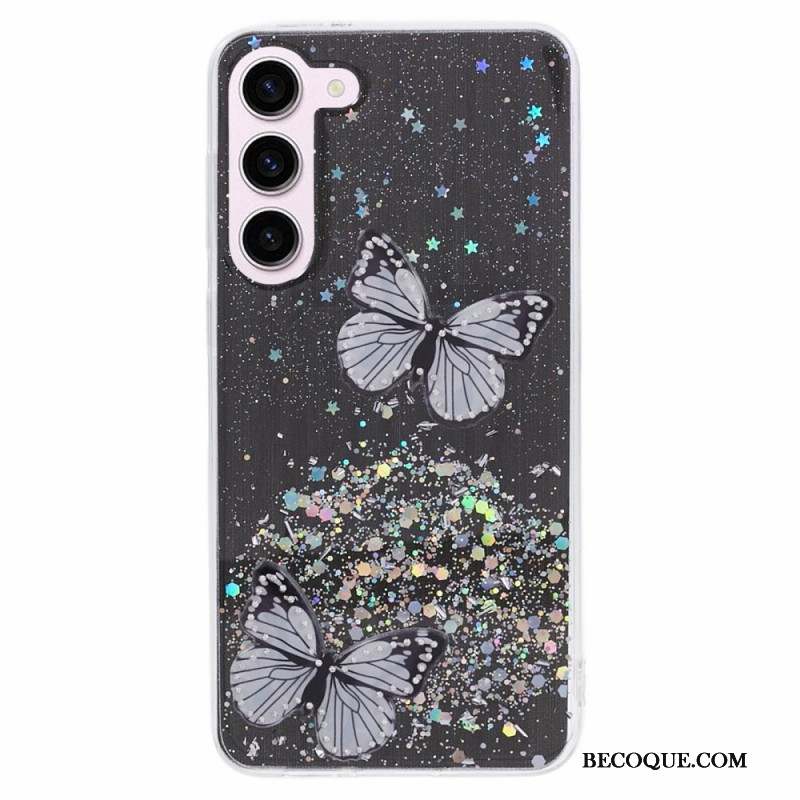 Coque Samsung Galaxy S24 5G Papillons Paillettes