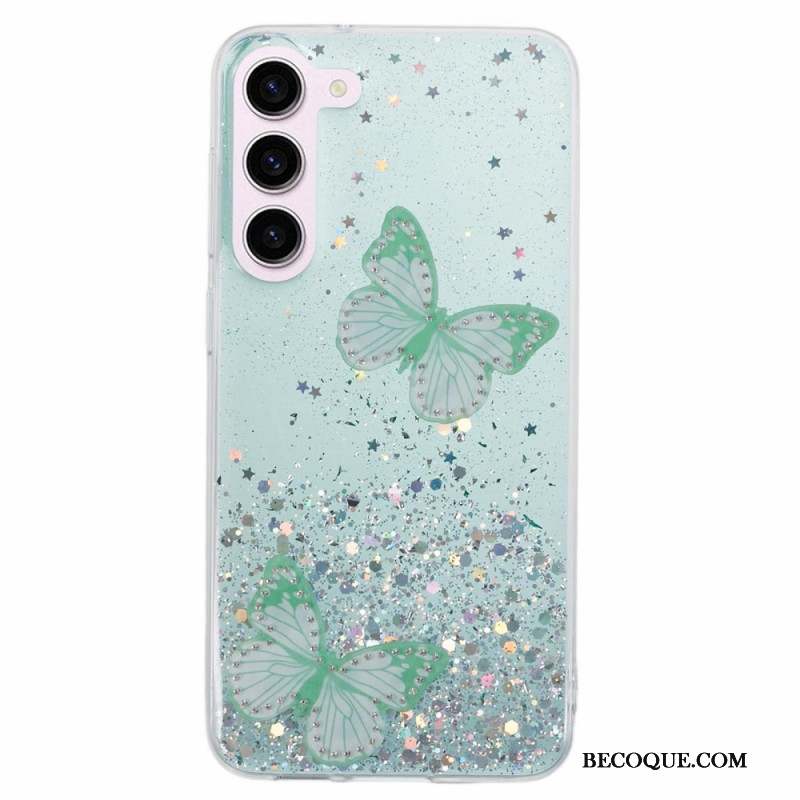 Coque Samsung Galaxy S24 5G Papillons Paillettes