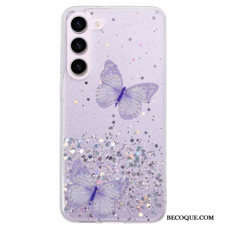 Coque Samsung Galaxy S24 5G Papillons Paillettes