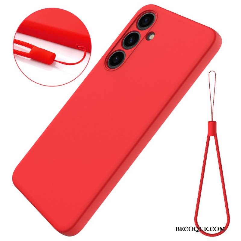 Coque Samsung Galaxy S24 5G Silicone Liquide à Lanière