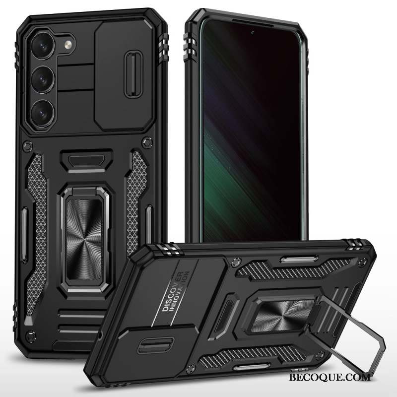 Coque Samsung Galaxy S24 5G avec Anneau-Support et Protecteur Arrière à Glissière