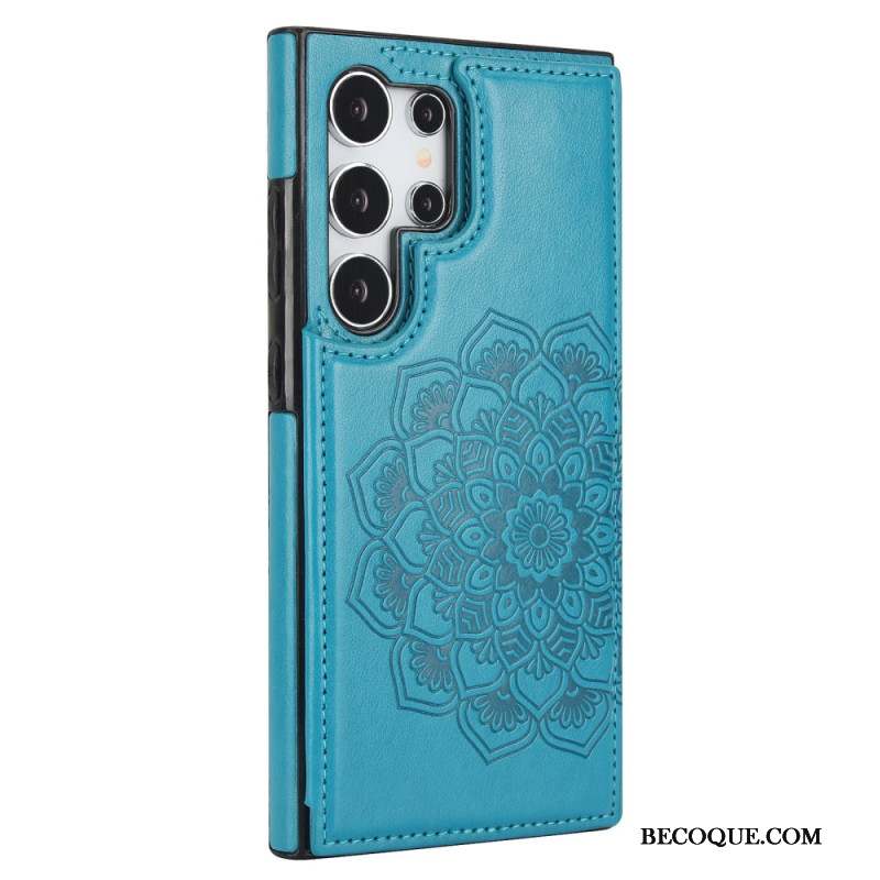 Coque Samsung Galaxy S24 Ultra 5G Motif Fleur Mandala et support