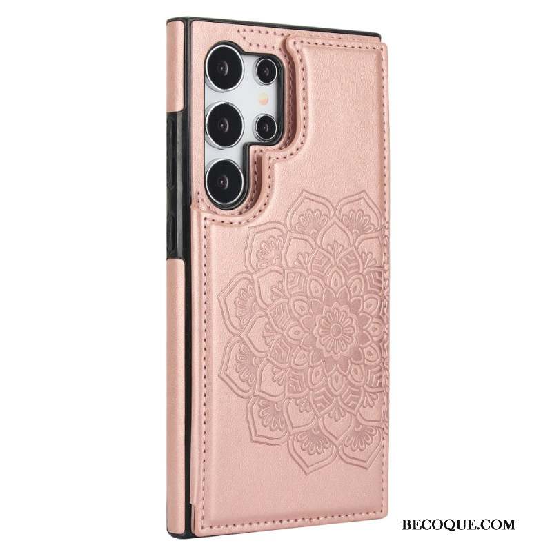 Coque Samsung Galaxy S24 Ultra 5G Motif Fleur Mandala et support