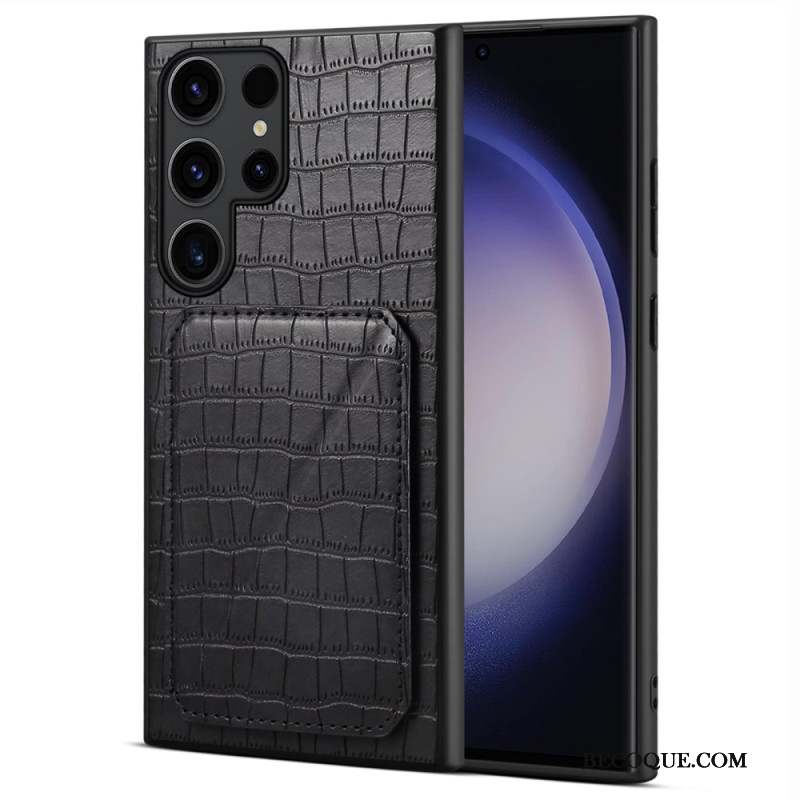 Coque Samsung Galaxy S24 Ultra 5G Style Crocodile avec Porte-Cartes Support