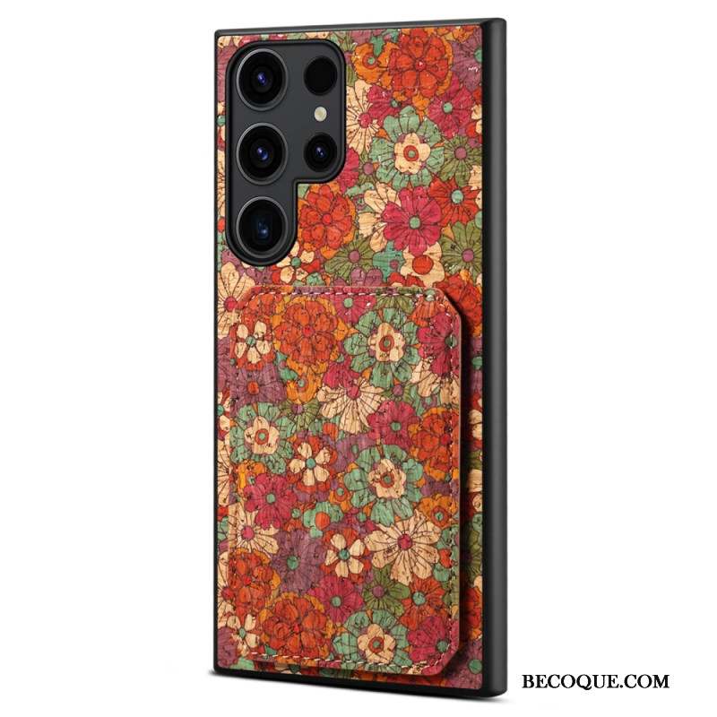 Coque Samsung Galaxy S24 Ultra 5G avec Porte-Cartes Florale