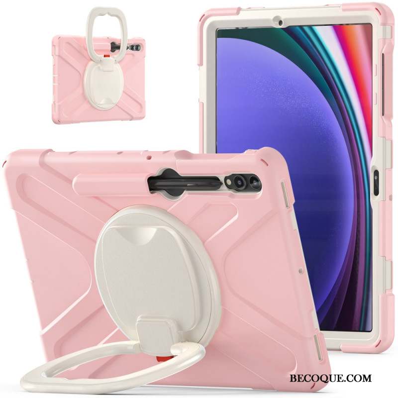 Coque Samsung Galaxy Tab S9 FE Plu /S9 Plus/S8 Plus/S7 Plus/S7 FE Multifonctions Support Rotatif et Poignée