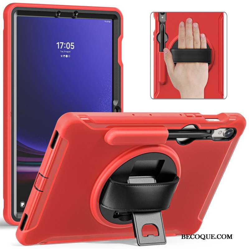 Coque Samsung Galaxy Tab S9 FE/S9/S8/S7 Sangle Support et Porte-Stylet