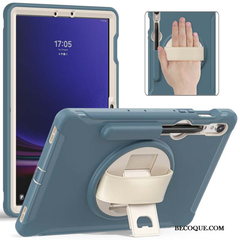 Coque Samsung Galaxy Tab S9 FE/S9/S8/S7 Sangle Support et Porte-Stylet