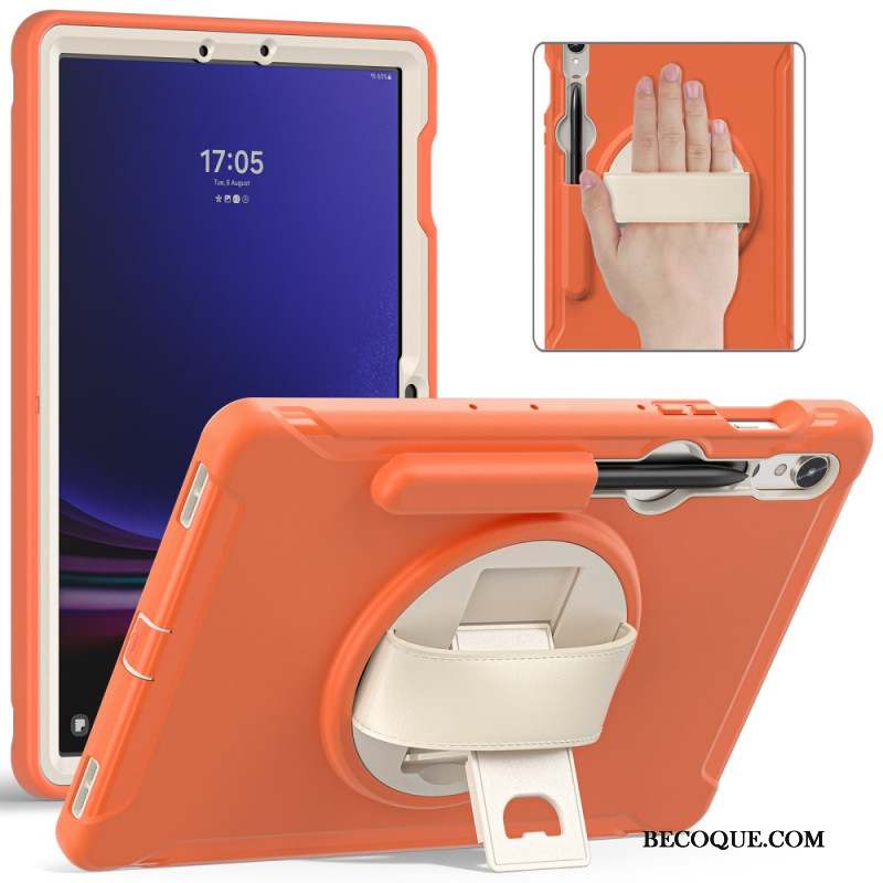 Coque Samsung Galaxy Tab S9 FE/S9/S8/S7 Sangle Support et Porte-Stylet