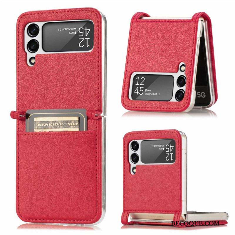 Coque Samsung Galaxy Z Flip 3 5G Texture Cuir Porte Carte