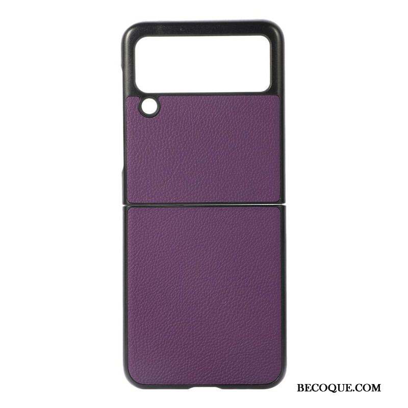 Coque Samsung Galaxy Z Flip 3 5G Véritable Cuir Litchi