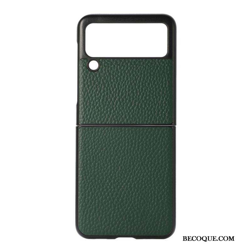 Coque Samsung Galaxy Z Flip 3 5G Véritable Cuir Litchi Color