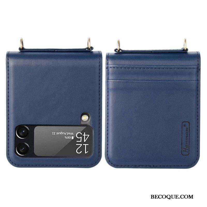 Coque Samsung Galaxy Z Flip 4 Style Cuir avec Lanière