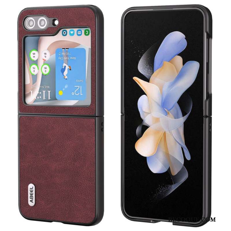 Coque Samsung Galaxy Z Flip 5 Effet Cuir Litchi Abeel