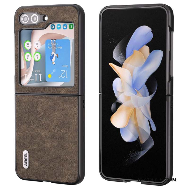 Coque Samsung Galaxy Z Flip 5 Effet Cuir Litchi Abeel