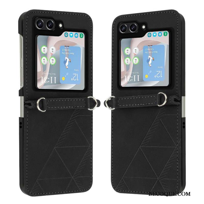 Coque Samsung Galaxy Z Flip 5 Simili Cuir Triangles