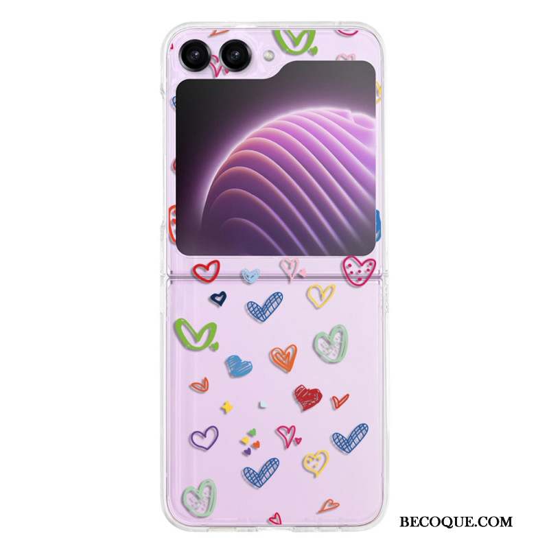 Coque Samsung Galaxy Z Flip 5 Transparente Coeurs