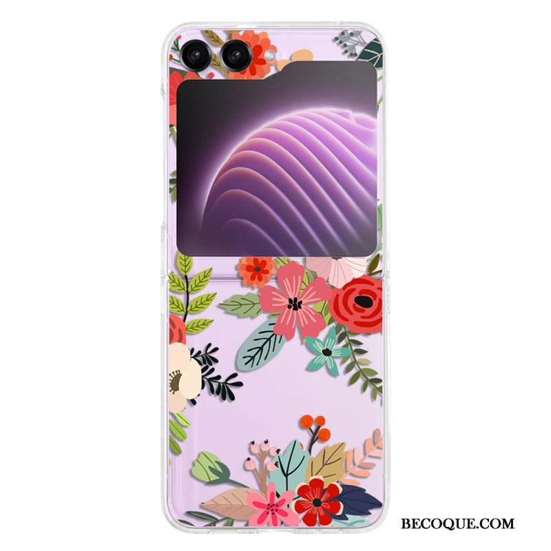 Coque Samsung Galaxy Z Flip 5 Transparente Fleurs