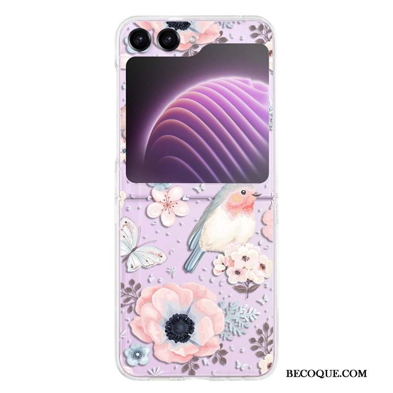 Coque Samsung Galaxy Z Flip 5 Transparente Fleurs