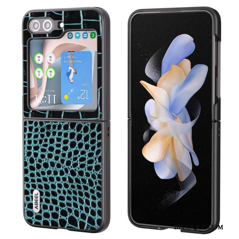 Coque Samsung Galaxy Z Flip 5 Vrai Cuir Texturé ABEEL