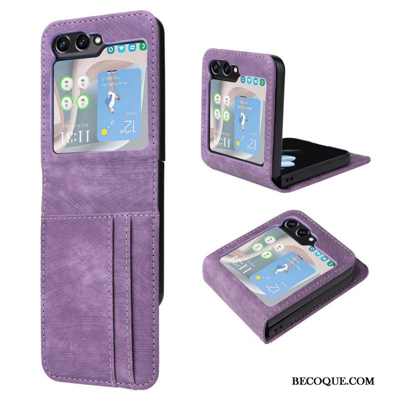 Coque Samsung Galaxy Z Flip 6 Effet Cuir Porte-Cartes